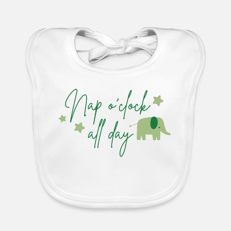 Sieste toute la journée Vert éléphant Bavoir bio Bébé