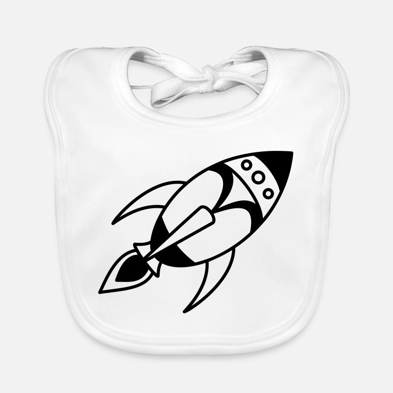 Retro Space Rocket – Space Spaceship Design Organic Baby Bibs