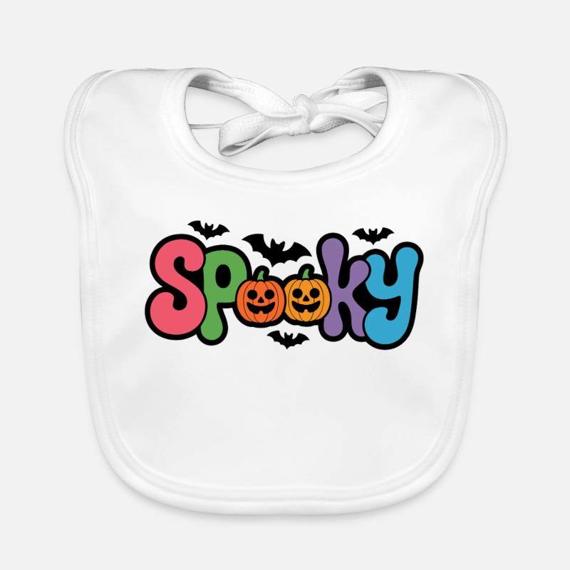 Spooky Pumpkin Lettering Halloween Organic Baby Bibs