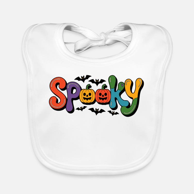 Spooky font with pumpkin faces Organic Baby Bibs