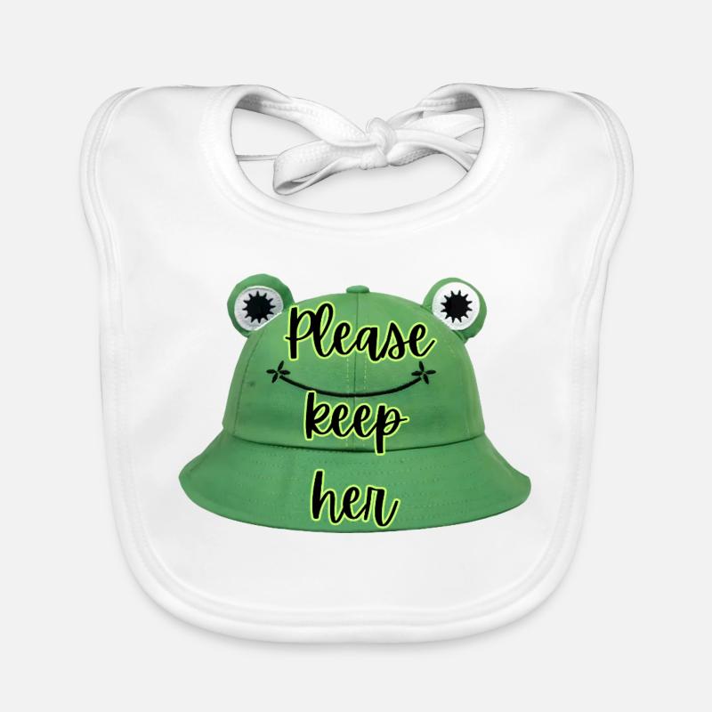 Please keep here - Frog hat Organic Baby Bibs
