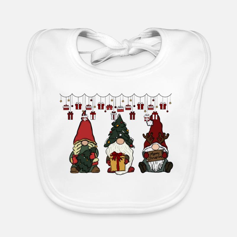 Noël des gnomes - Bavoir bio Bébé - blanc