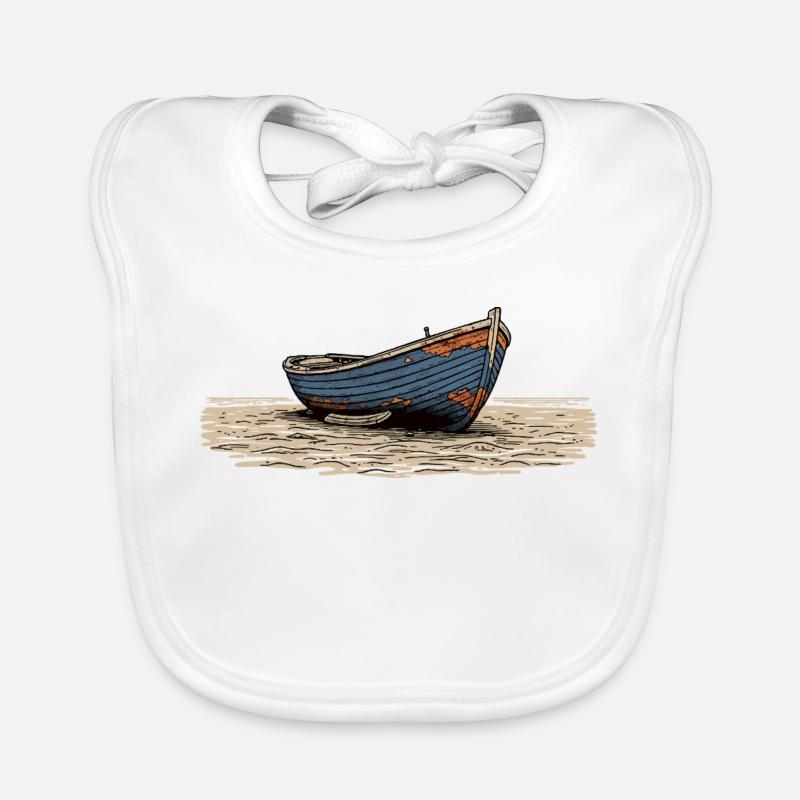 Weathered Sailboat on Coast Organic Baby Bibs
