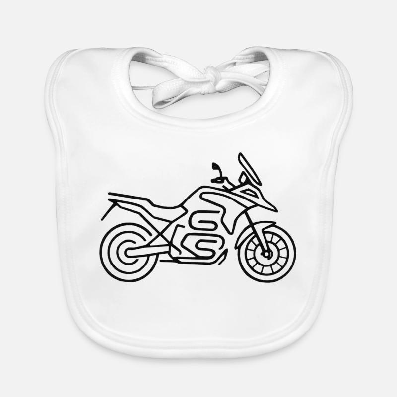 Moto GS noir - Bavoir bio Bébé - blanc