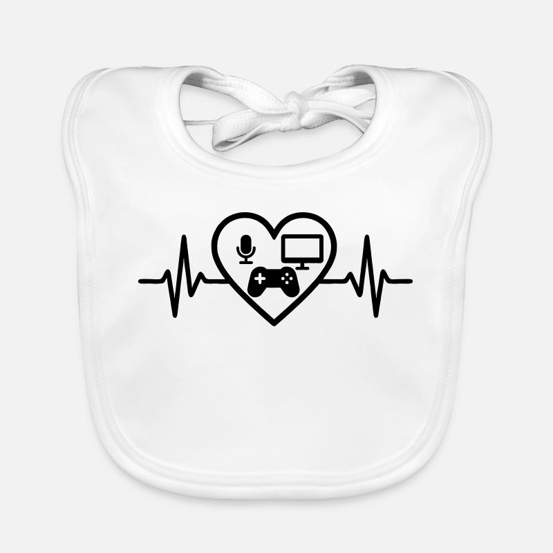 Streaming Gamer Heart Micro Screen Controller Organic Baby Bibs