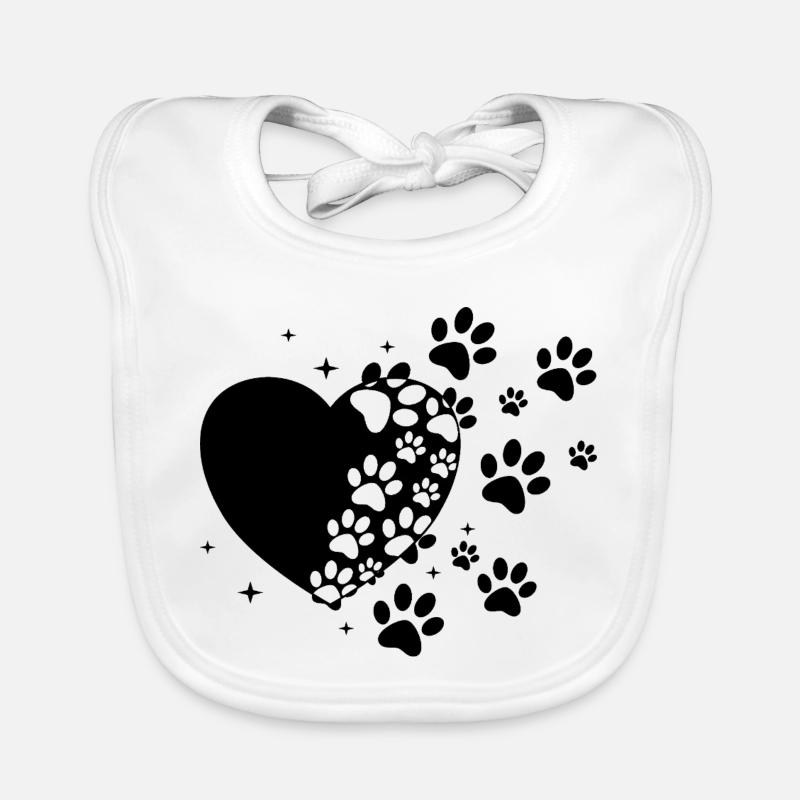 Pawprint Trail on Black Organic Baby Bibs
