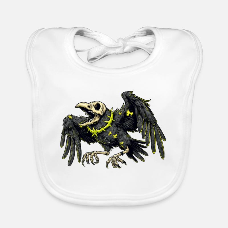 Neon Skeleton Crow Organic Baby Bibs