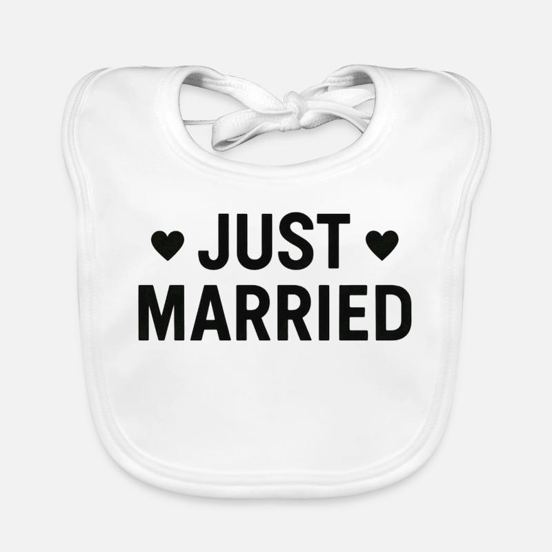 Just Married - Jeunes Mariés - Mariage - EVJF EVG - Bavoir bio Bébé - blanc