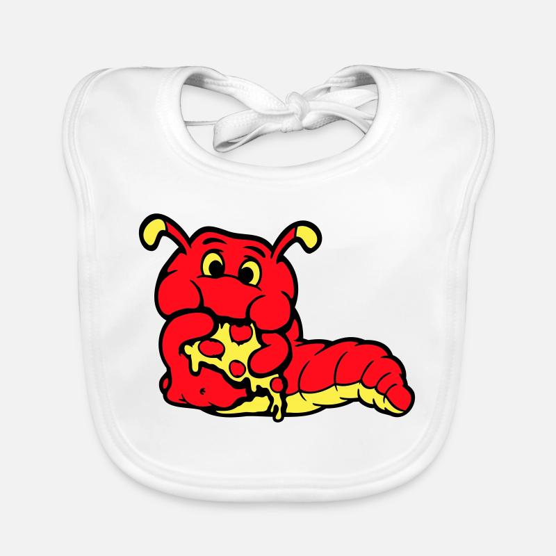 Chenille ver Happy Eating Pizza Salami Restauration rapide Bavoir bio Bébé
