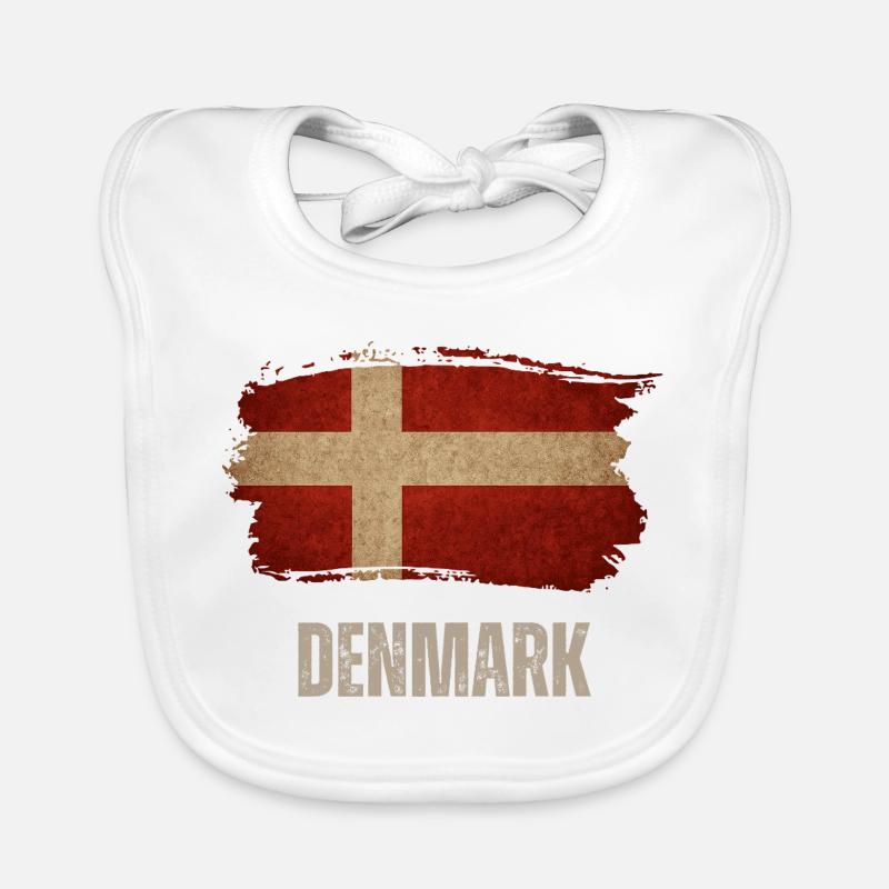 Vintage Denmark, Denmark flag Organic Baby Bibs