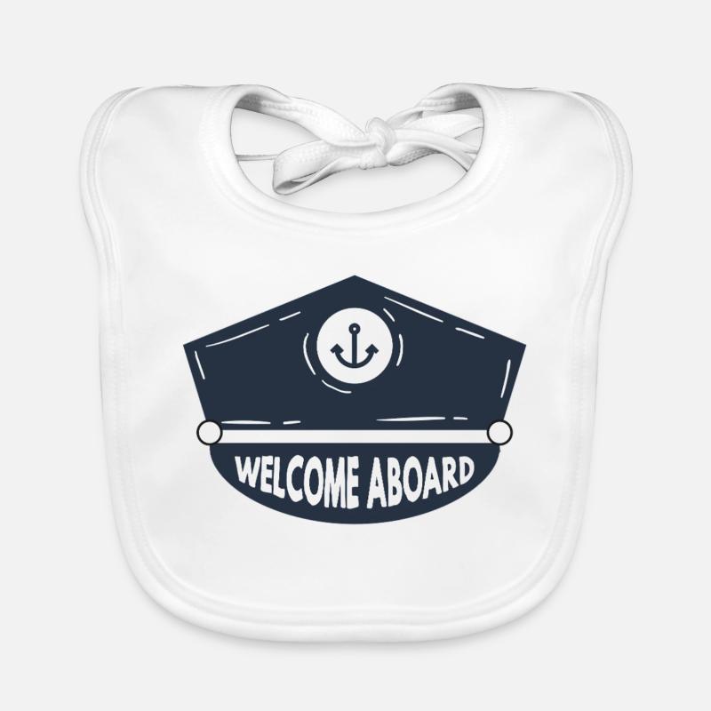Nautic Design Welcome Aboard Anchor Patch Cap Navy Organic Baby Bibs