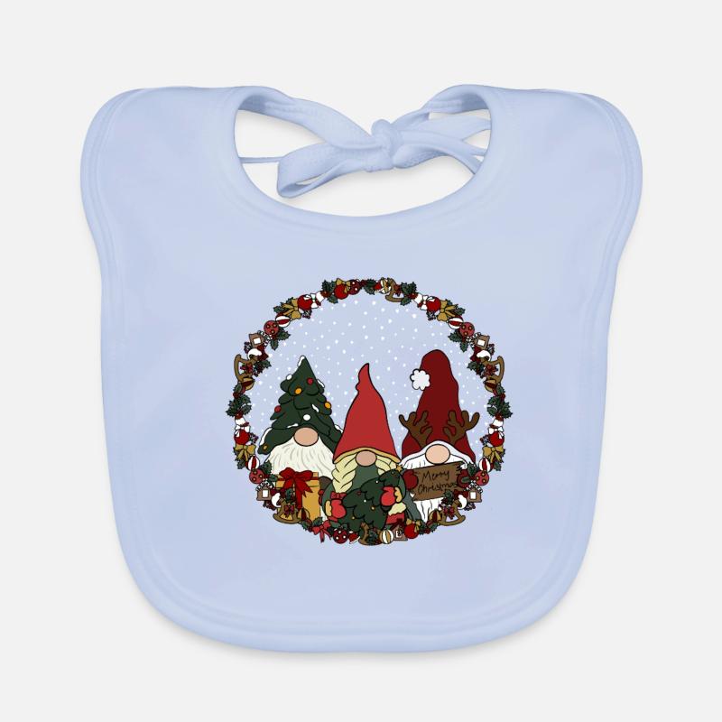 Wichtel  im Weihnachtskranz Baby Bio-Lätzchen