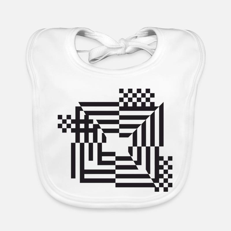 Labyrinth Grid Monochrome Organic Baby Bibs