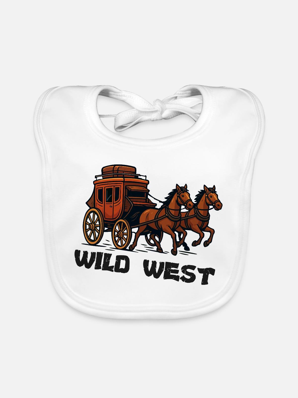Wilde Western Kutsche - Baby Bio-Lätzchen - Weiß - Vorne