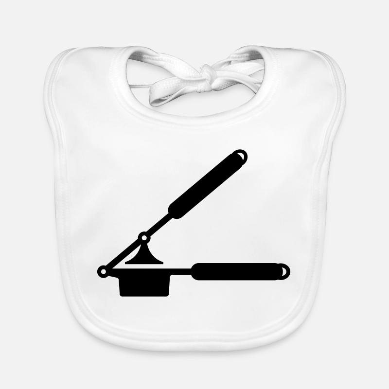 Garlic press or spaetzle press - Organic Baby Bibs - white