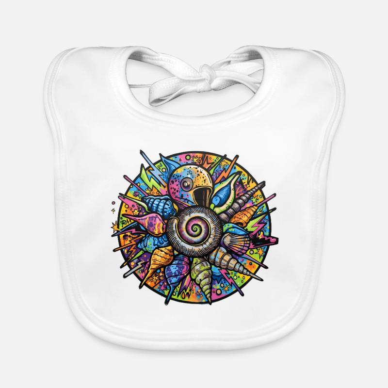 Psychedelische Muschelspirale Mandala - Baby Bio-Lätzchen - Weiß