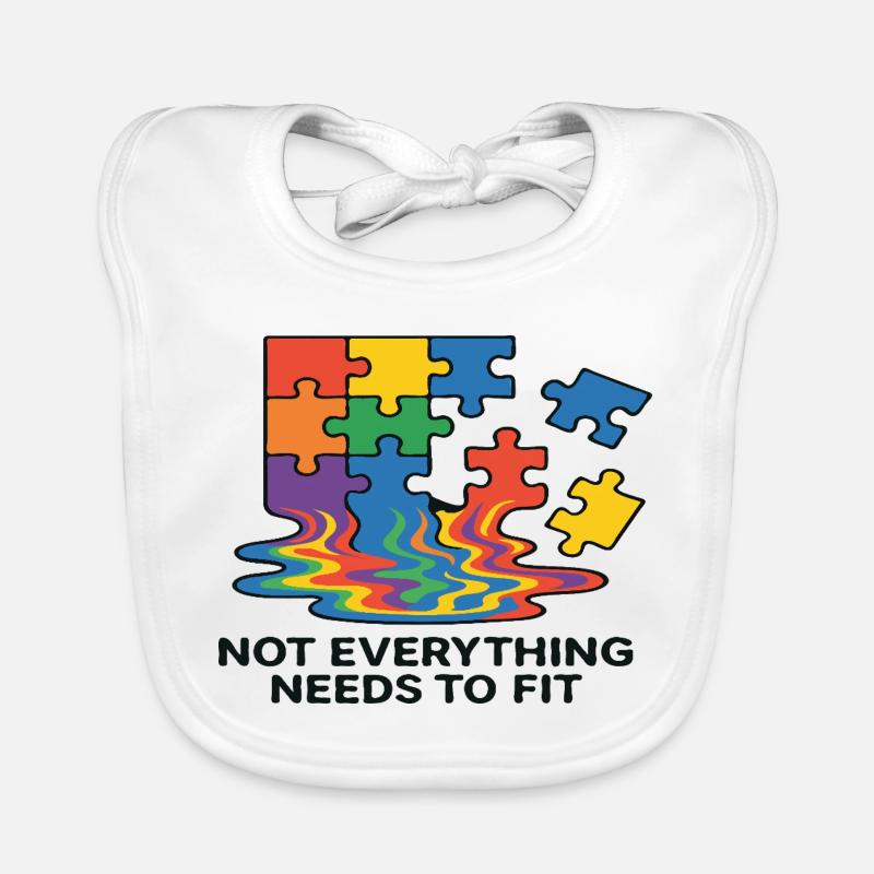 Not Everything Fits Rainbow Puzzle Organic Baby Bibs