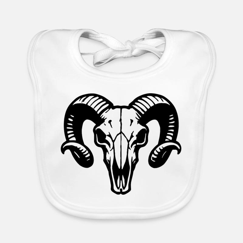 Ram's Head Skull with Horns - Battering Ram Organic Baby Bibs