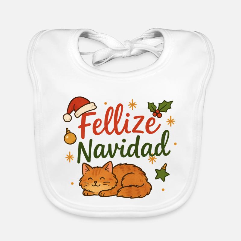 Fellize Navidad - Conception de Noël de chat drôle Bavoir bio Bébé