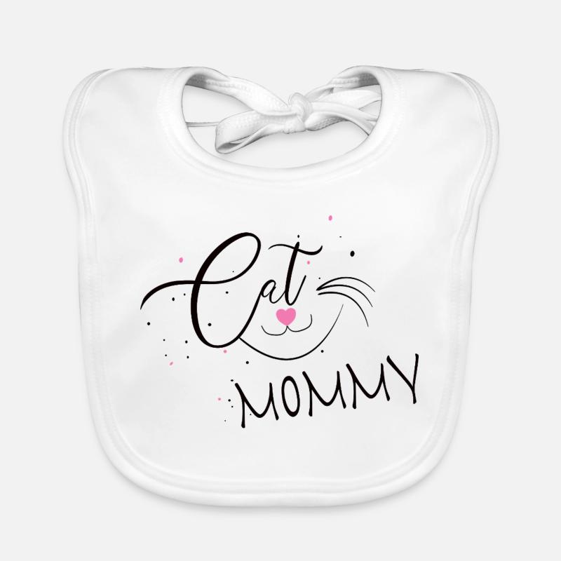 Cat Mom Heart Drawing Organic Baby Bibs