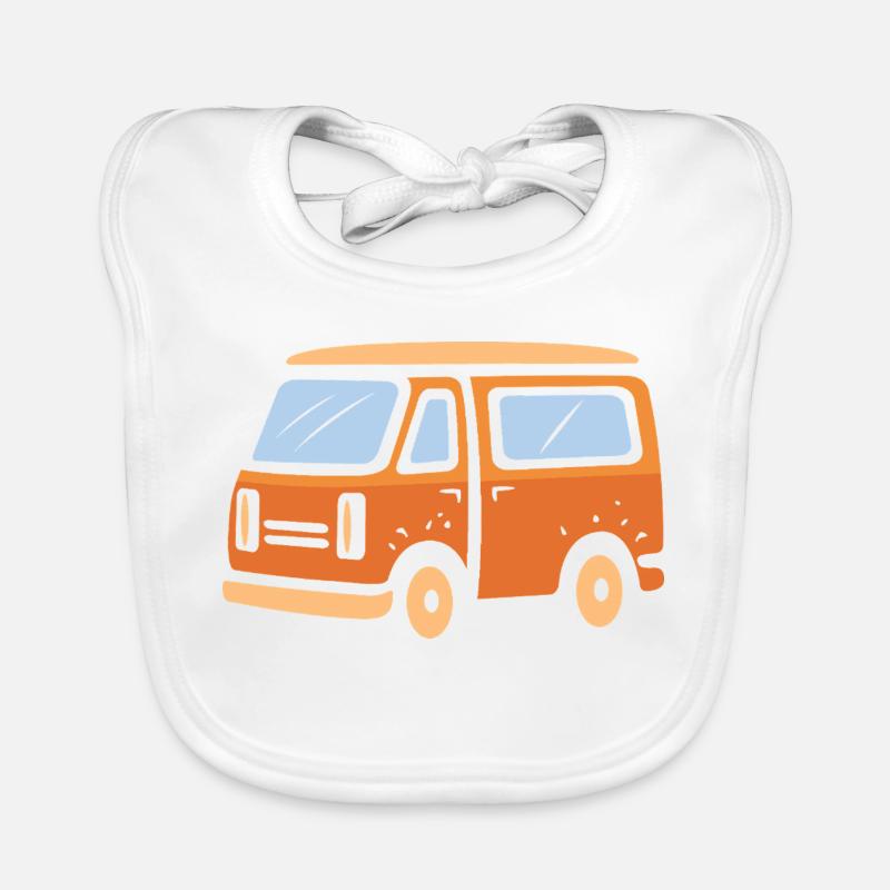 Retro Camper Van Cartoon Illustration Baby Bio-Lätzchen