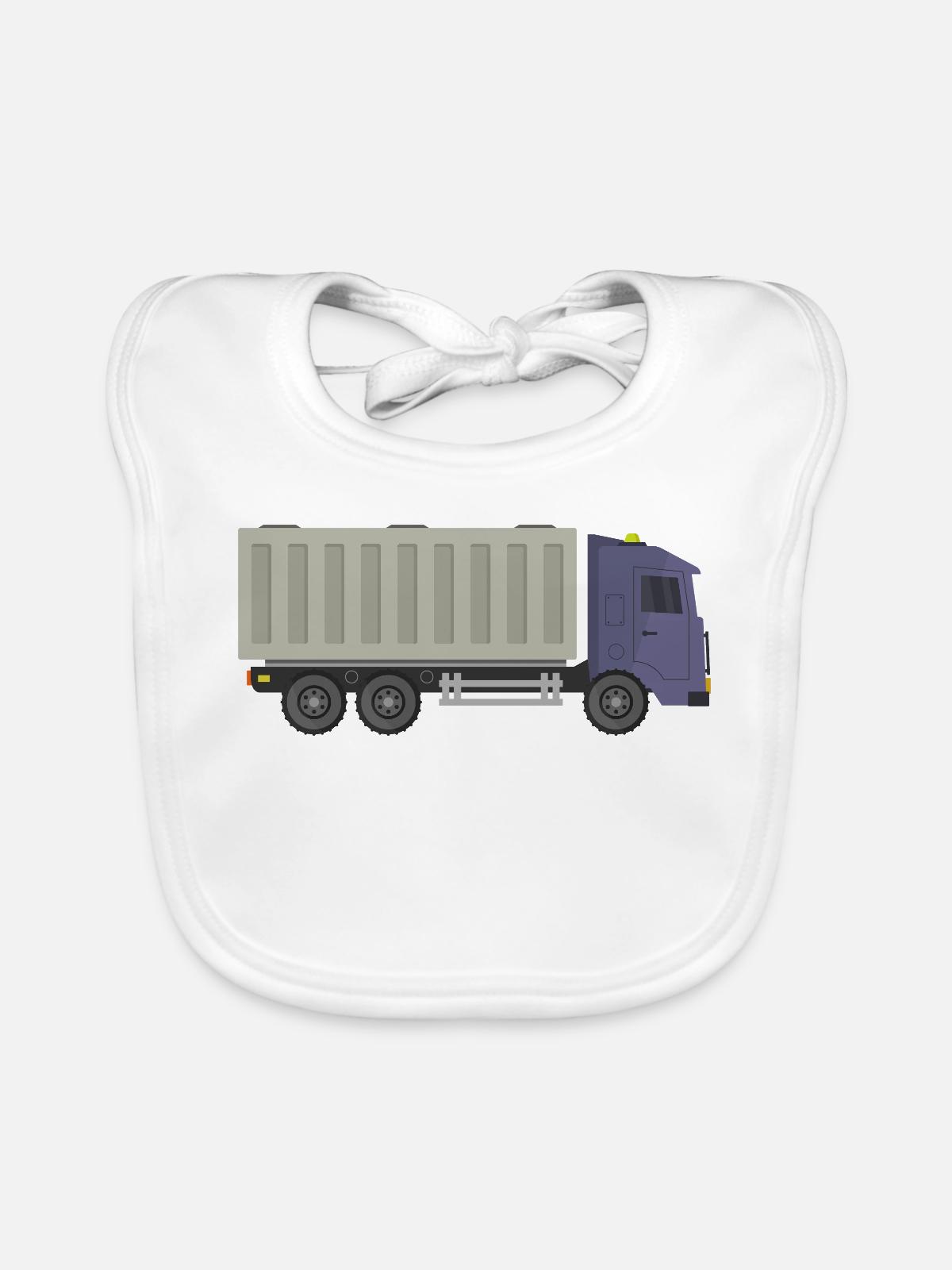 Container-LKW - Baby Bio-Lätzchen - Weiß - Vorne