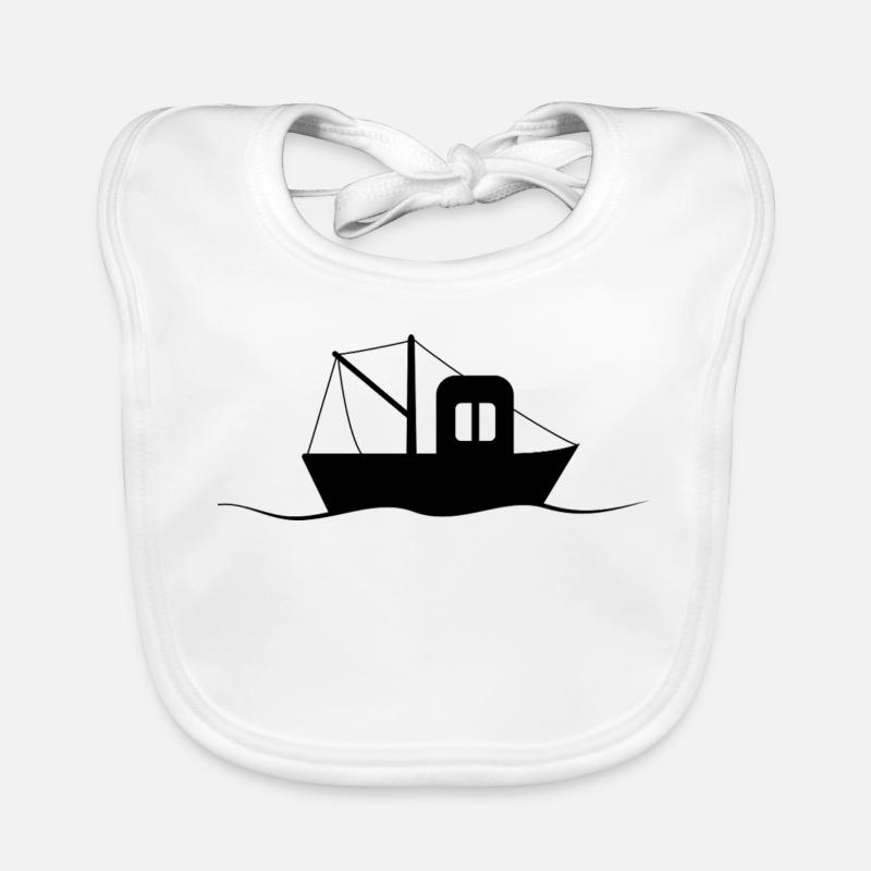 Fischkutter Silhouette, kleines Schiff Baby Bio-Lätzchen