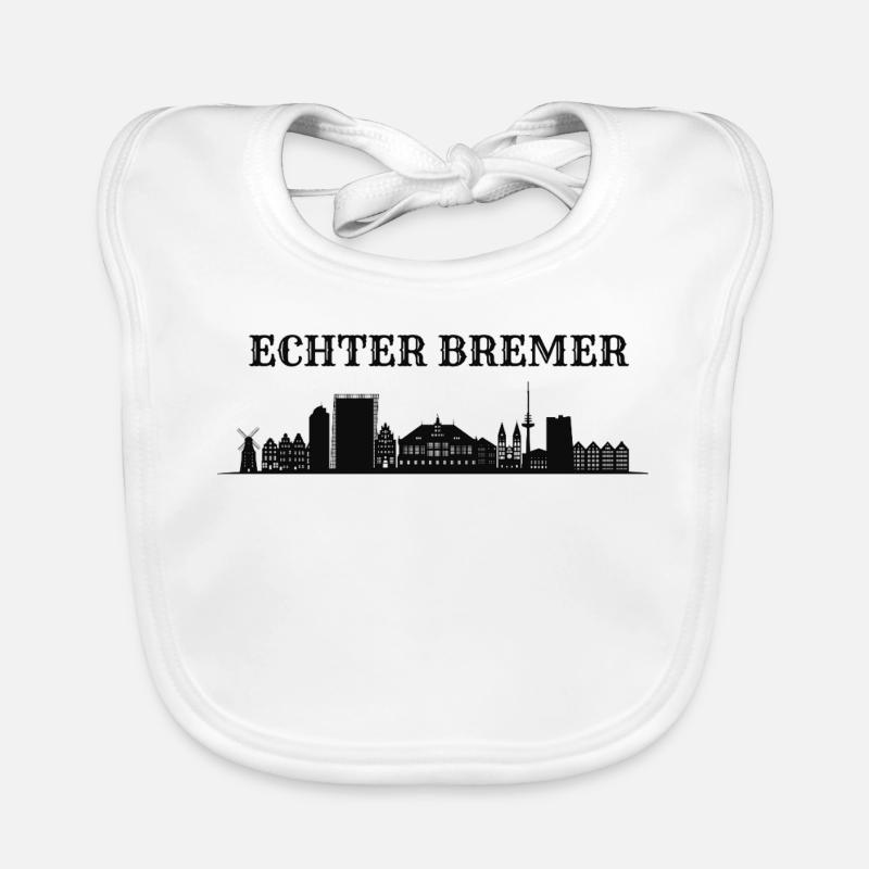 Echter Bremer Skyline Silhouette - Baby Bio-Lätzchen - Weiß