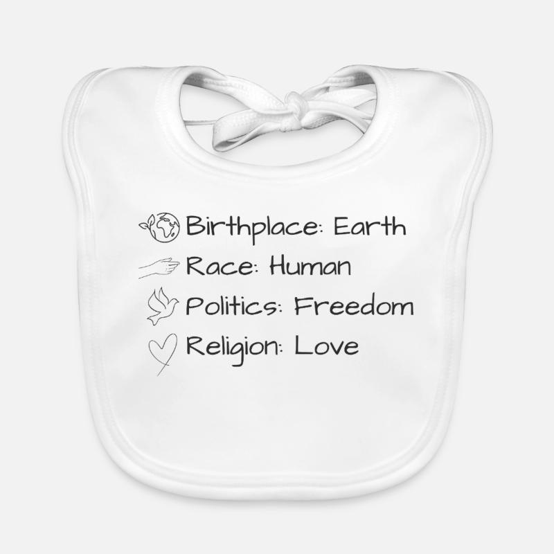 Une seule Terre. Une seule humanité. Un seul amour. Bavoir bio Bébé
