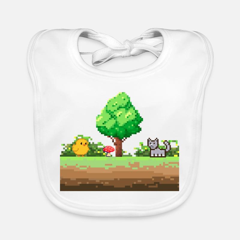 Pixelgarten Abenteuer - Baby Bio-Lätzchen - Weiß