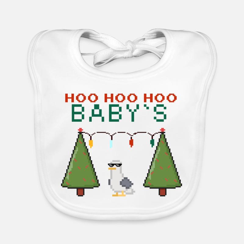 Pixel-Weihnachtsvogel mit Lichterketten - Baby Bio-Lätzchen - Weiß