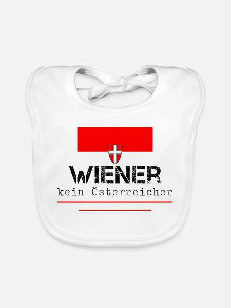 lustiger Spruch Wiener kein Österreicher - Baby Bio-Lätzchen - Weiß - Vorne