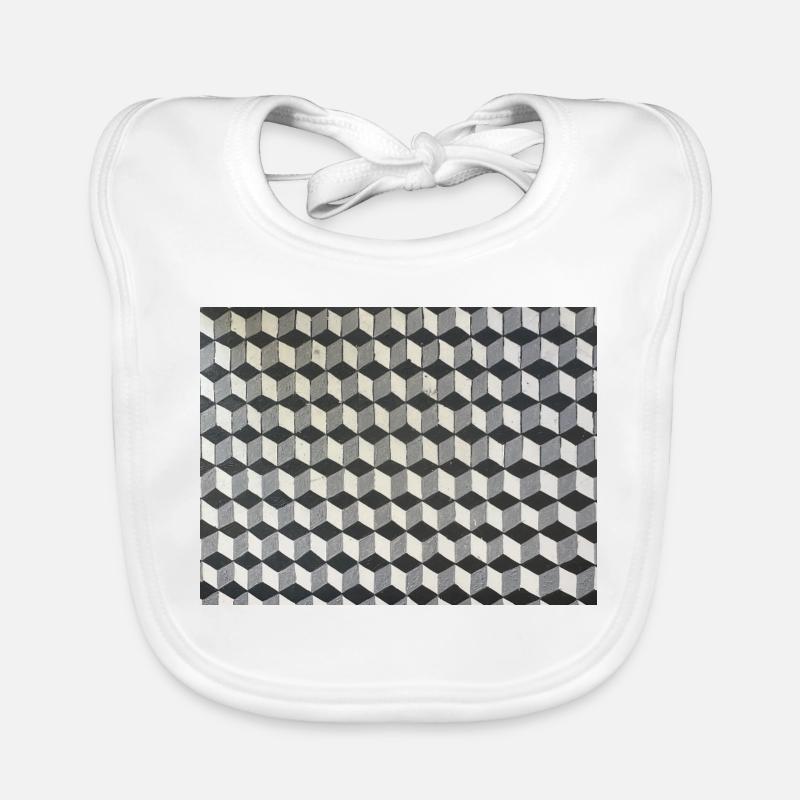 Three-dimensional cubes grayscale Organic Baby Bibs