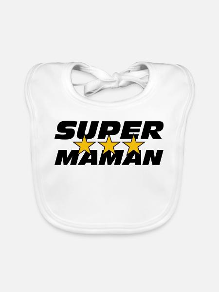 Super Mom - Mother's Day - Organic Baby Bibs - white - Front