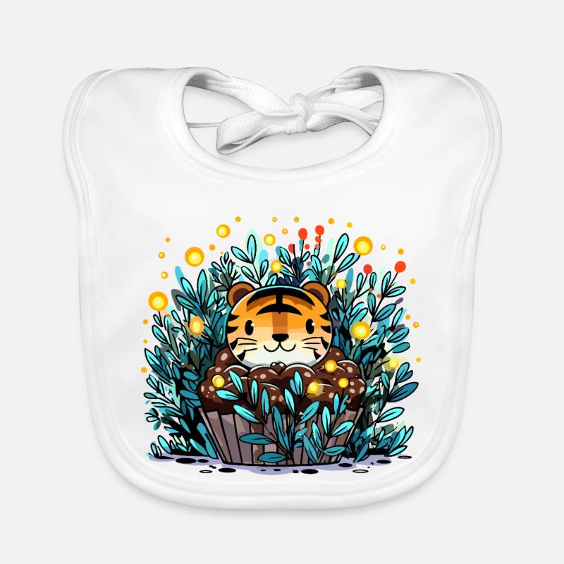 Tigre dans un panier de fleurs Cupcake Bavoir bio Bébé