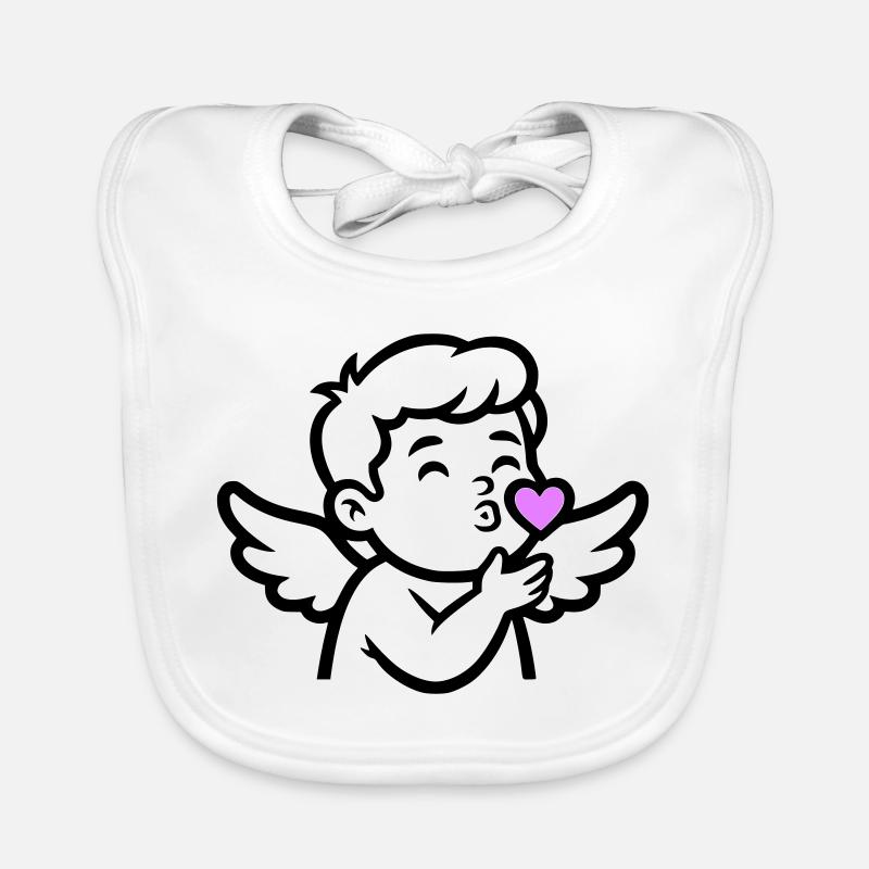 Ange Cupidon mignon | Amour et Saint-Valentin Bavoir bio Bébé