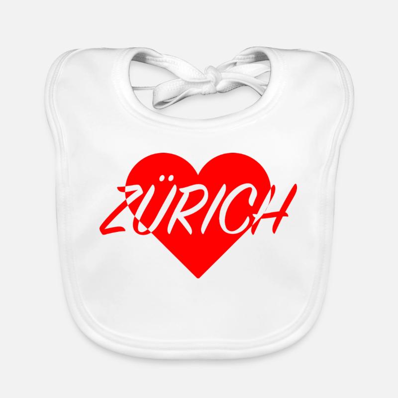 I LOVE ZURICH Heart Pattern Organic Baby Bibs