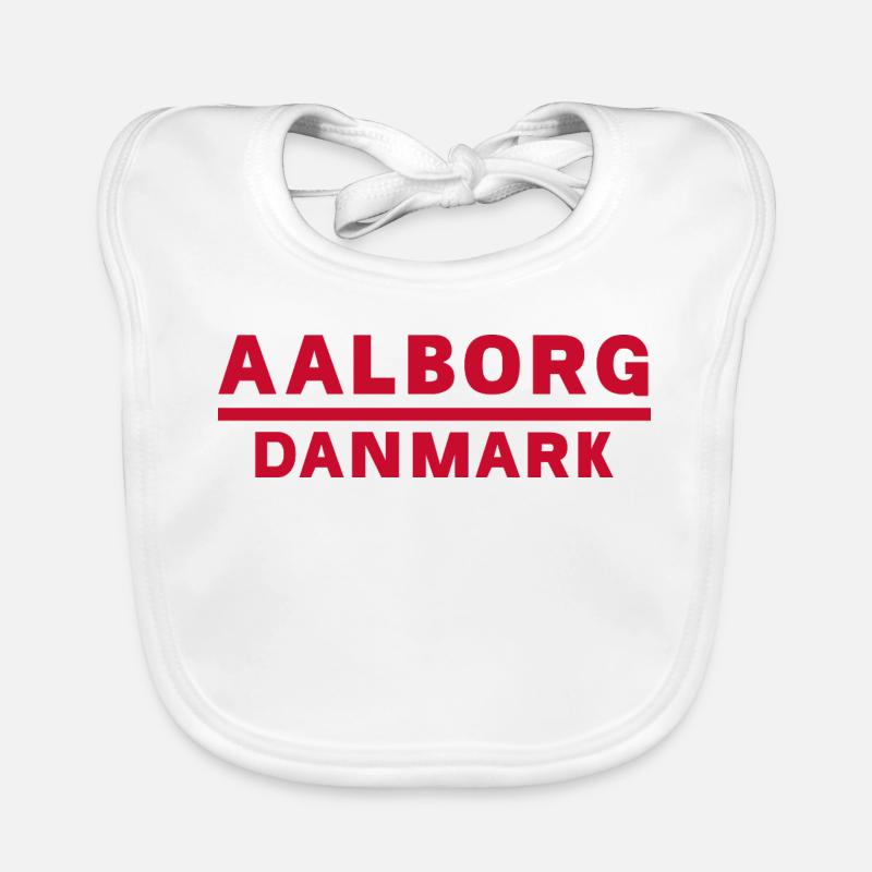 Aalborg Dänemark Rotes Textdesign Baby Bio-Lätzchen