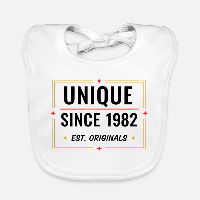 Unique Since 1982 – Vintage Birth Year Design Organic Baby Bibs