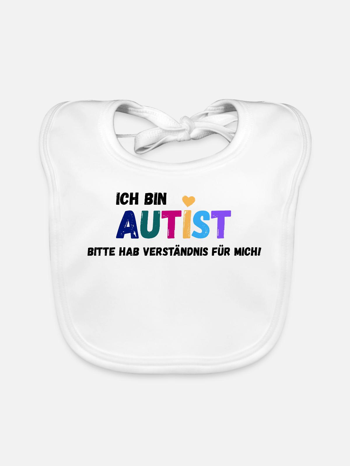 Ich bin Autist_Verständnis - Baby Bio-Lätzchen - Weiß - Vorne