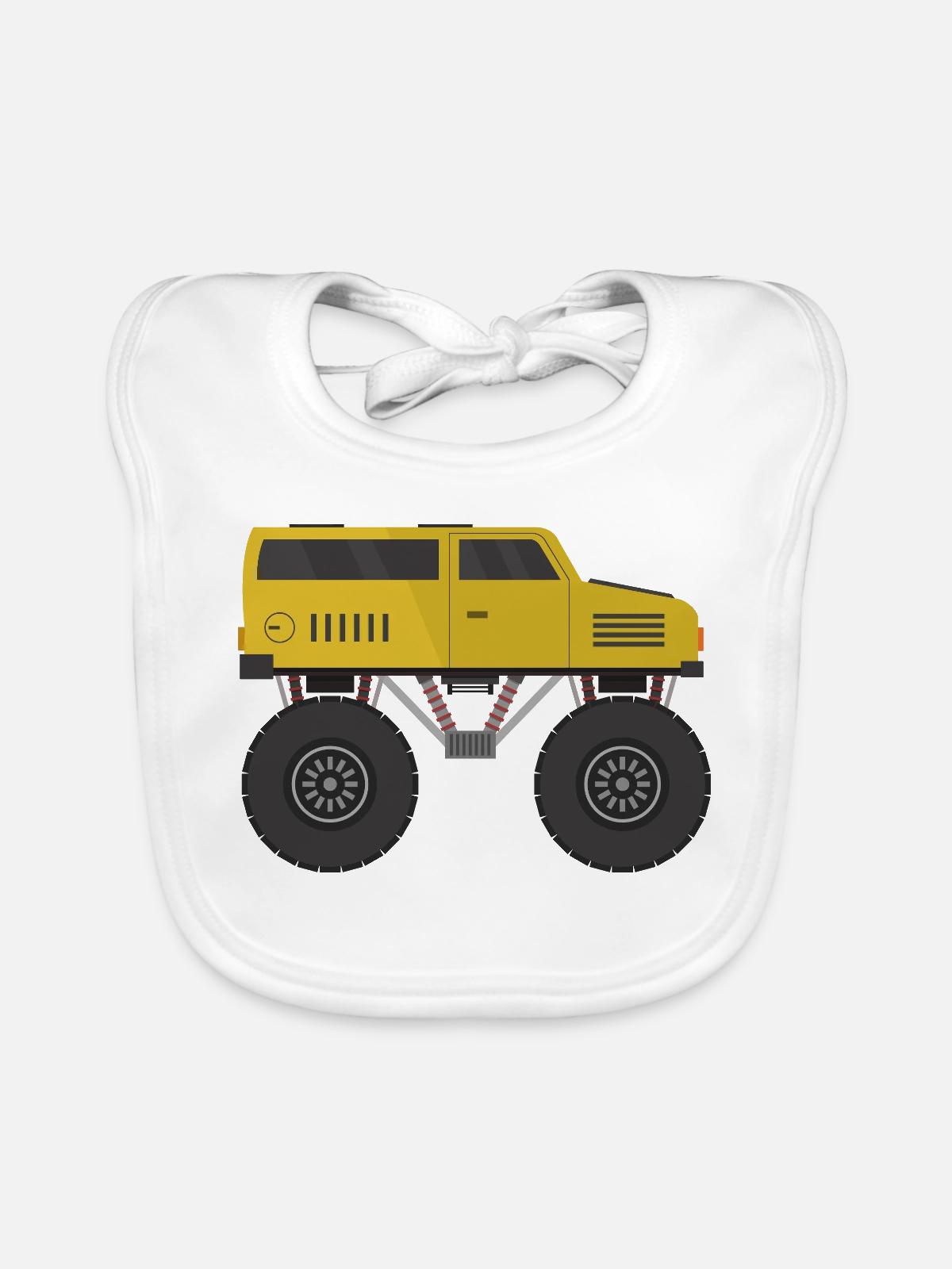 Monstertruck - Baby Bio-Lätzchen - Weiß - Vorne