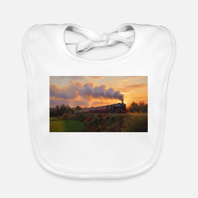 Train à vapeur du coucher du soleil Bavoir bio Bébé