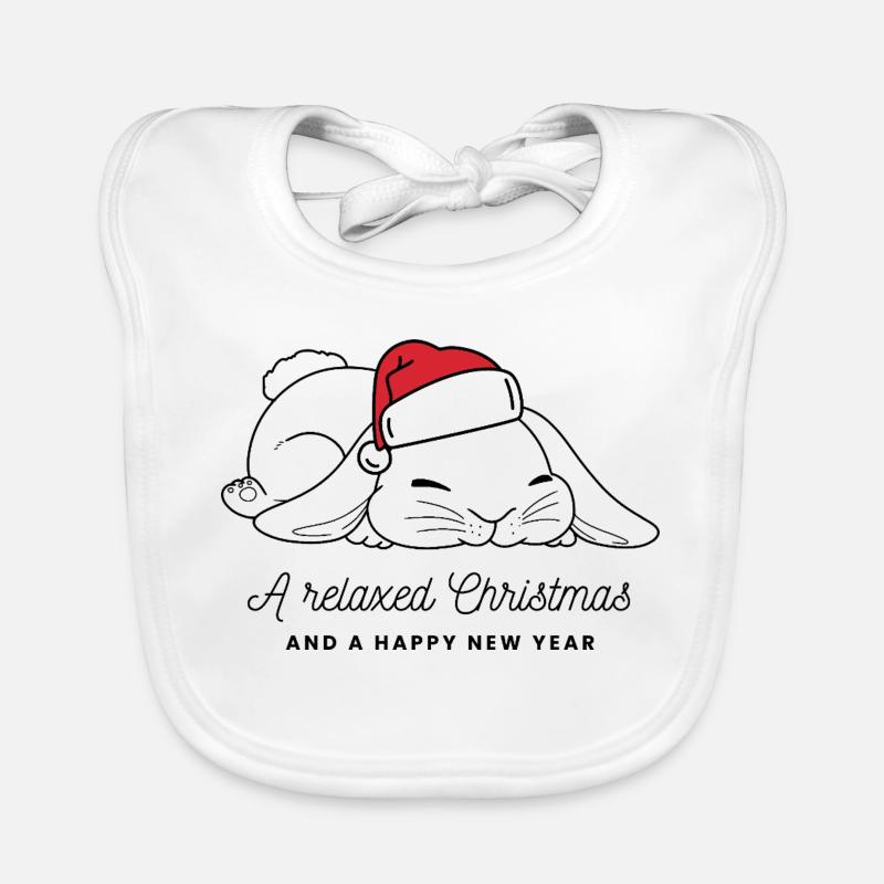 Lapin de Noël décontracté avec chapeau - Noir Bavoir bio Bébé
