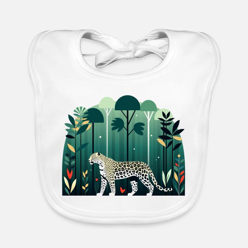 Léopard dans la jungle - Bavoir bio Bébé - blanc