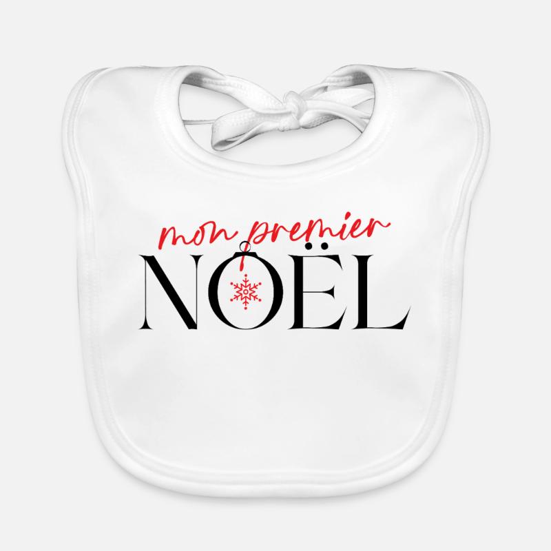 Mon premier Noël Flocon Rouge Bavoir bio Bébé