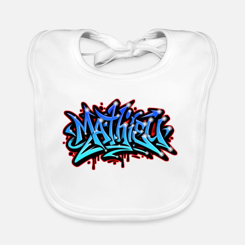 Mathieu Graffiti Neon Printable on Textile Organic Baby Bibs
