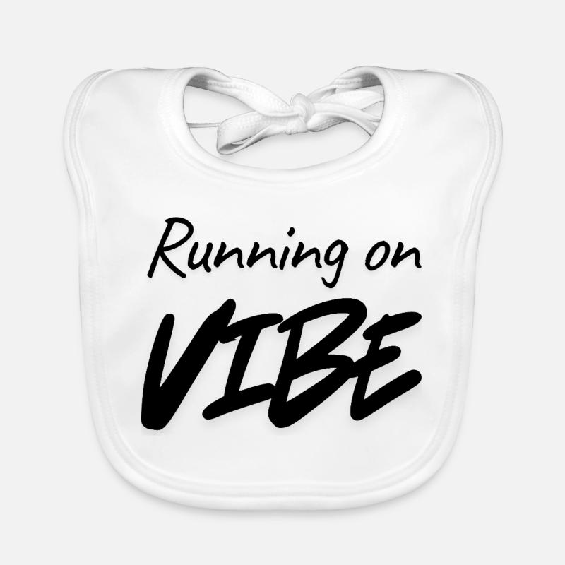 Running on Vibe – Minimalist Typography Aesthetic Organic Baby Bibs