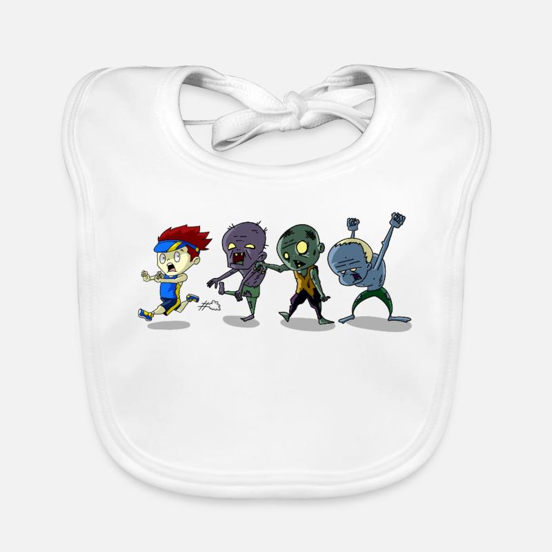 Funny Runner Chased By Zombies Cardio Halloween Organic Baby Bibs