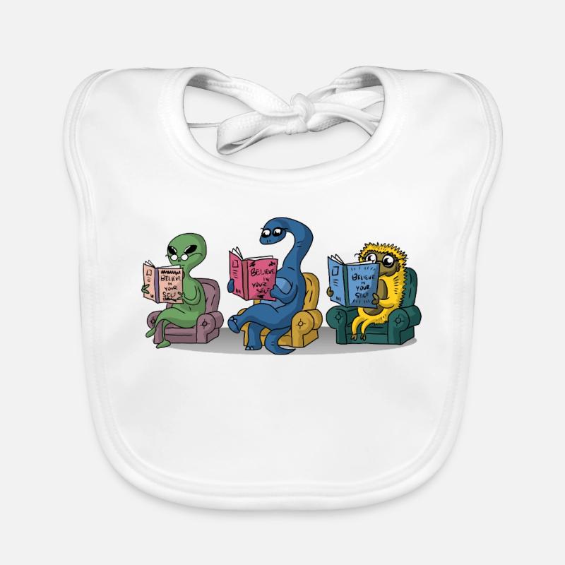 Funny Monsters Reading Self Help Books Bookworm Organic Baby Bibs