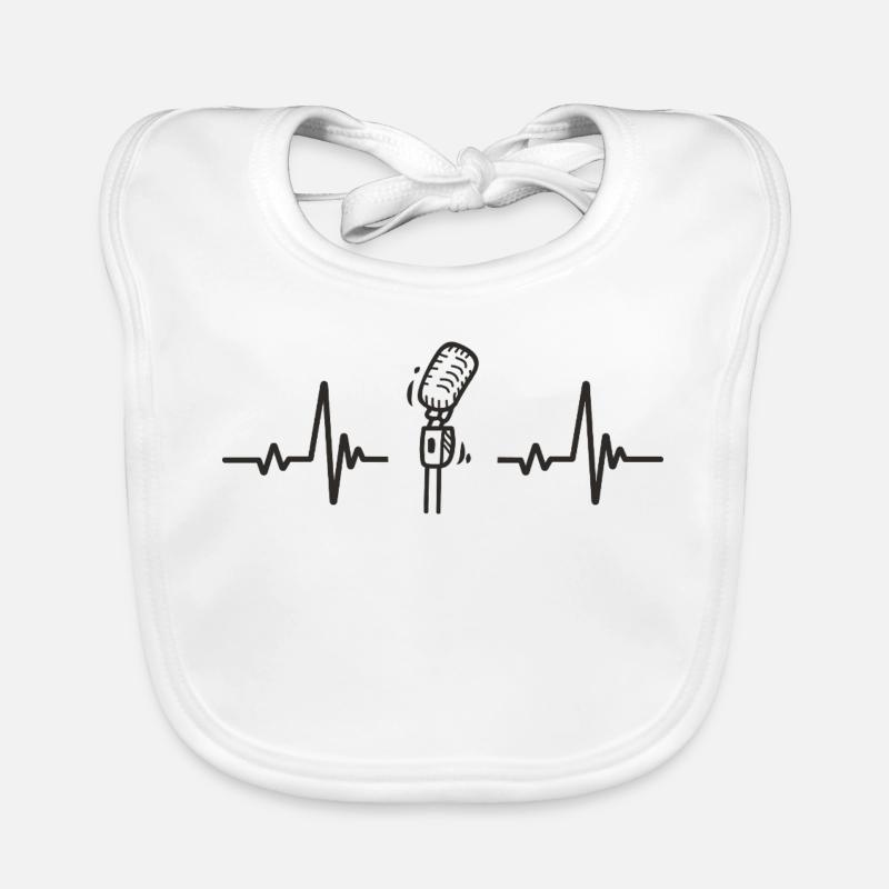 Retro Mic Singing Music Rhythm Stage Heart Organic Baby Bibs